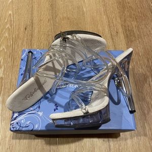 Clear platform heels
